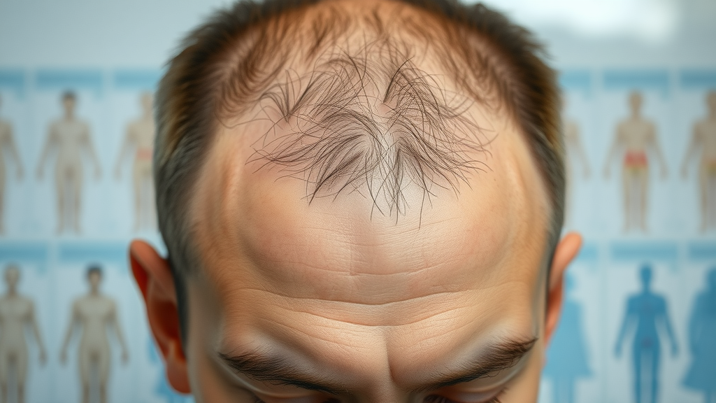 close-up scalp with thinning hair for hair loss prevention demonstration