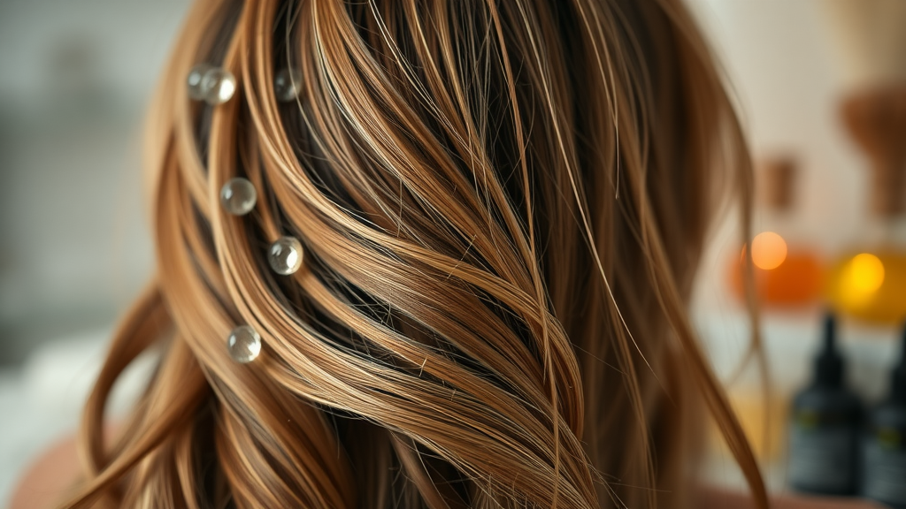 Hydrated hair and dry frizzy hair compared after using humidity-fighting hair product