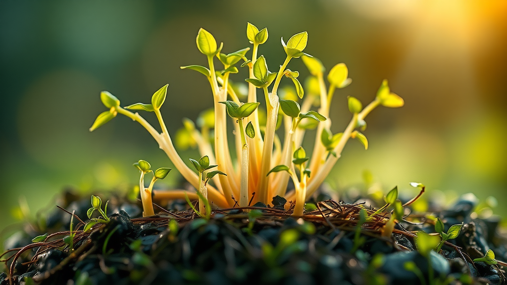 Inspiring visual of lush hair sprouts emerging from vibrant, healthy hair follicles, hair growth from healthy scalp.