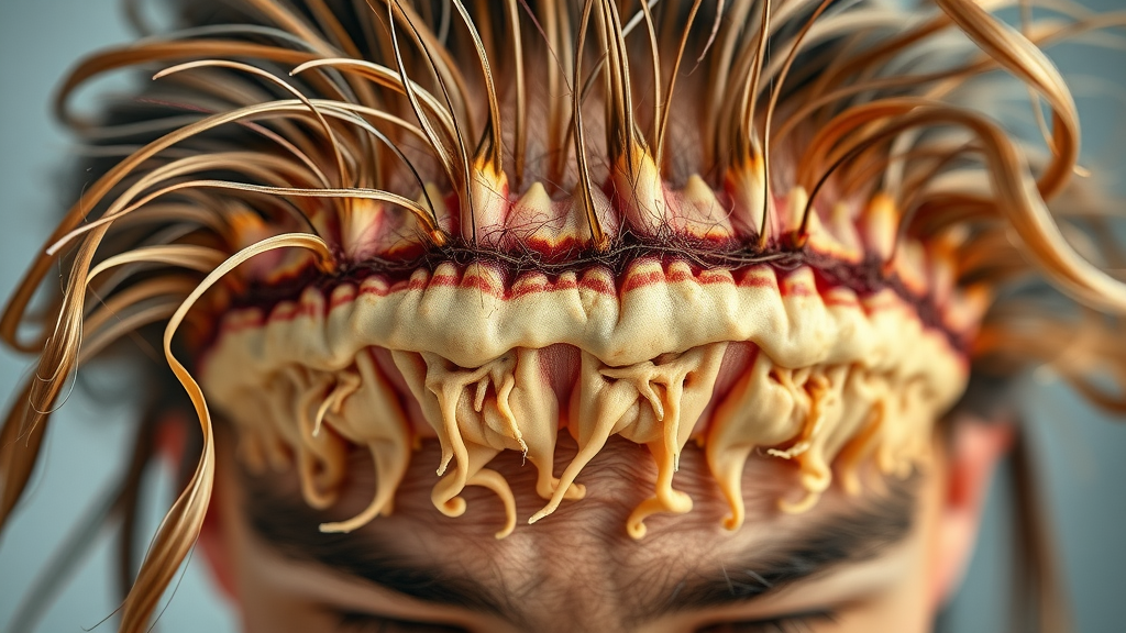 healthy hair follicles beneath scalp with visible nutrients and nutrient pathways, hair nutrition, healthy hair vs thinning hair, photorealistic detailed close-up