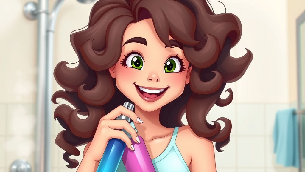 Curly hair using humidity-fighting spray for shine and frizz control in humidity