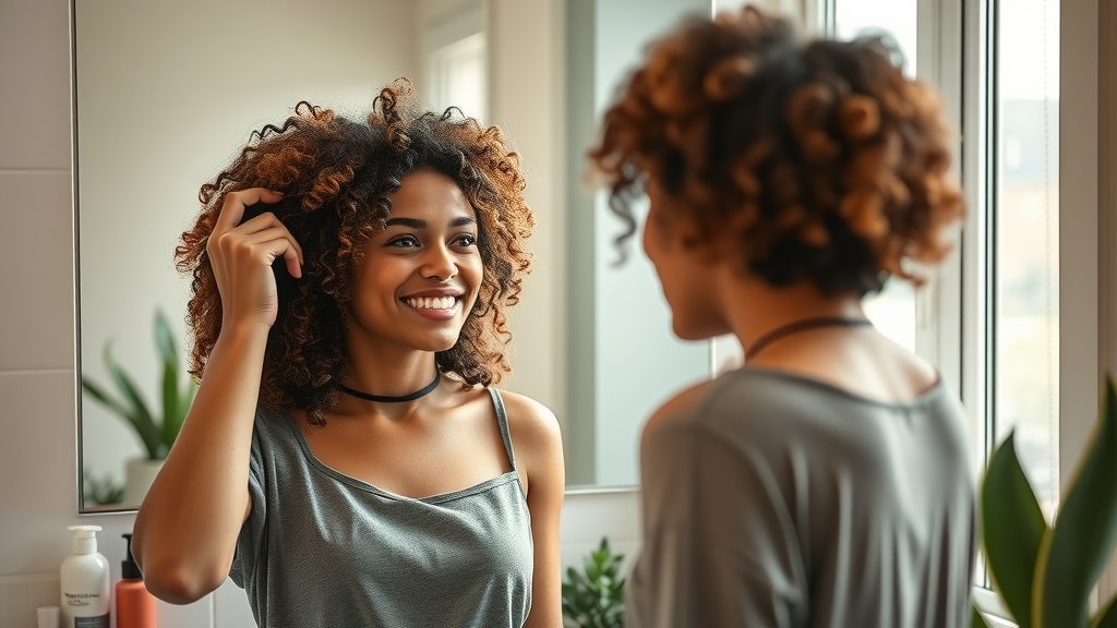 Individuals with curly, straight, wavy hair reviewing hair routine results, healthy hair routine benefits