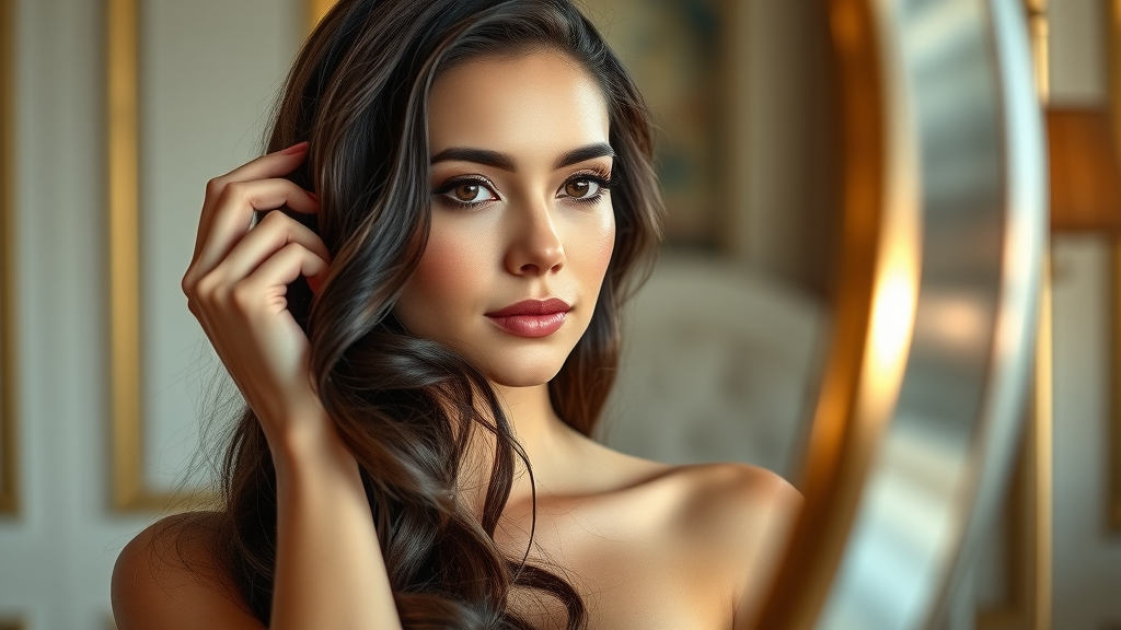Sophisticated woman with healthy, glossy hair, confidence, hair care tips
